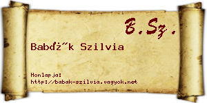 Babák Szilvia névjegykártya