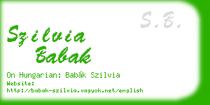 szilvia babak business card